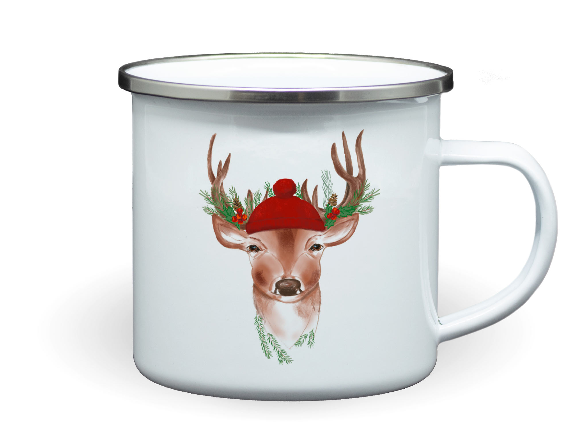 Emaille Tasse Weihnachten Hirsch