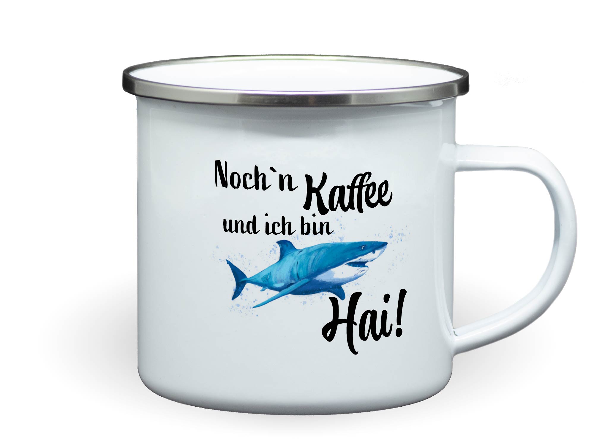 Lustige Tasse mit Spruch Kaffee Hai