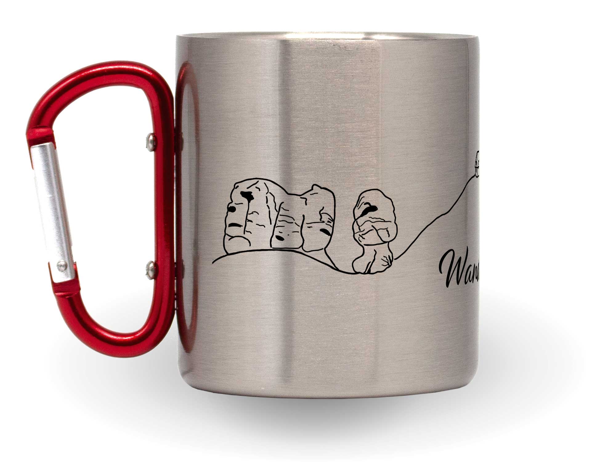 Bedruckte Karabinertasse Wanderlust Oberlausitz mit Grafik Kelchstein