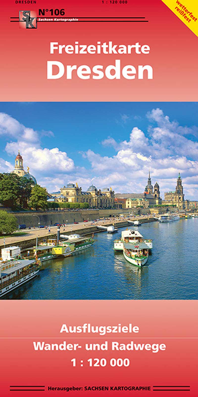Freizeitkarte Dresden Elbe Dampfer Stadtsilhouette