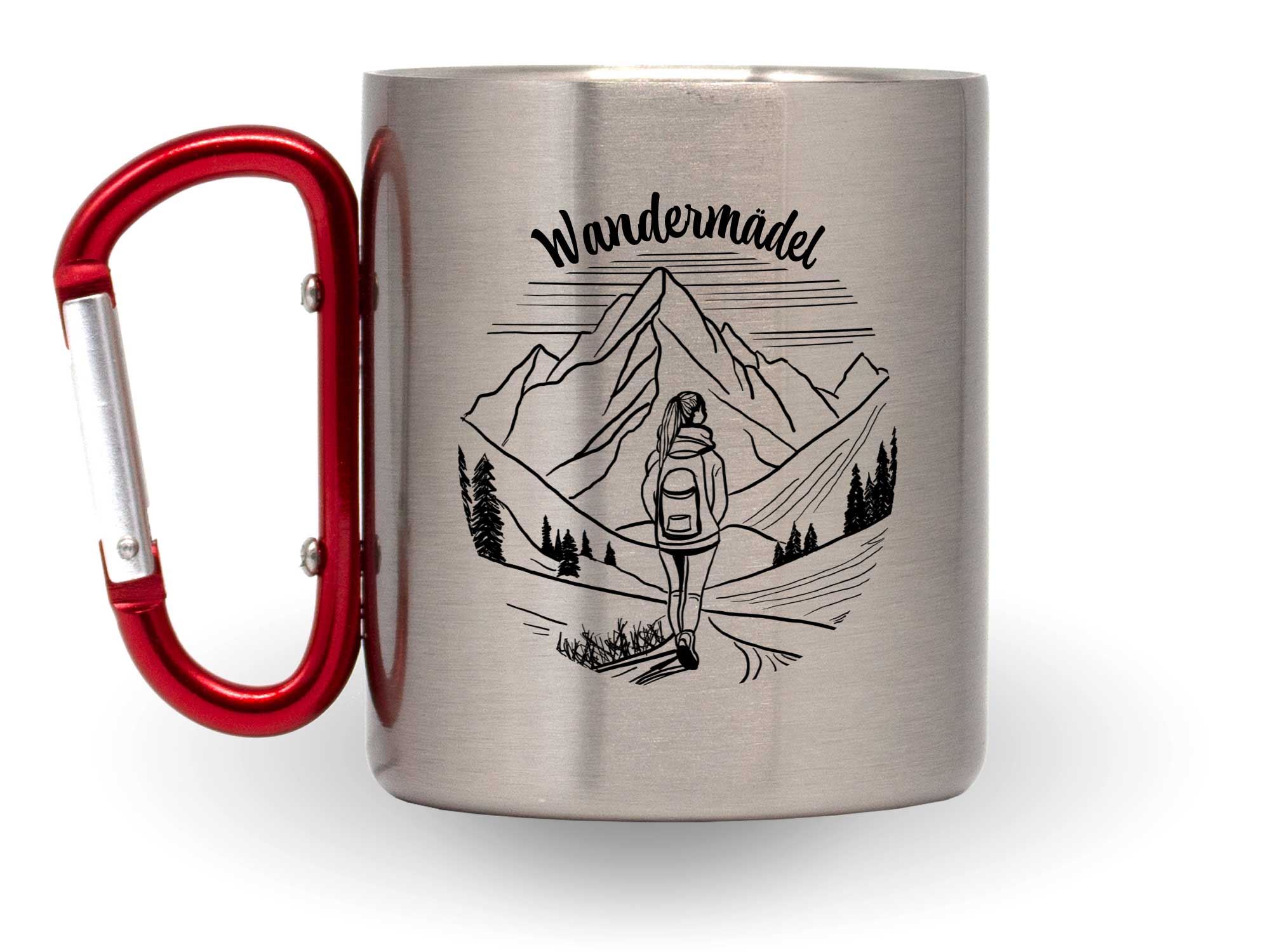Karabinertasse Wandermädel Grafik Wanderfrau Berge