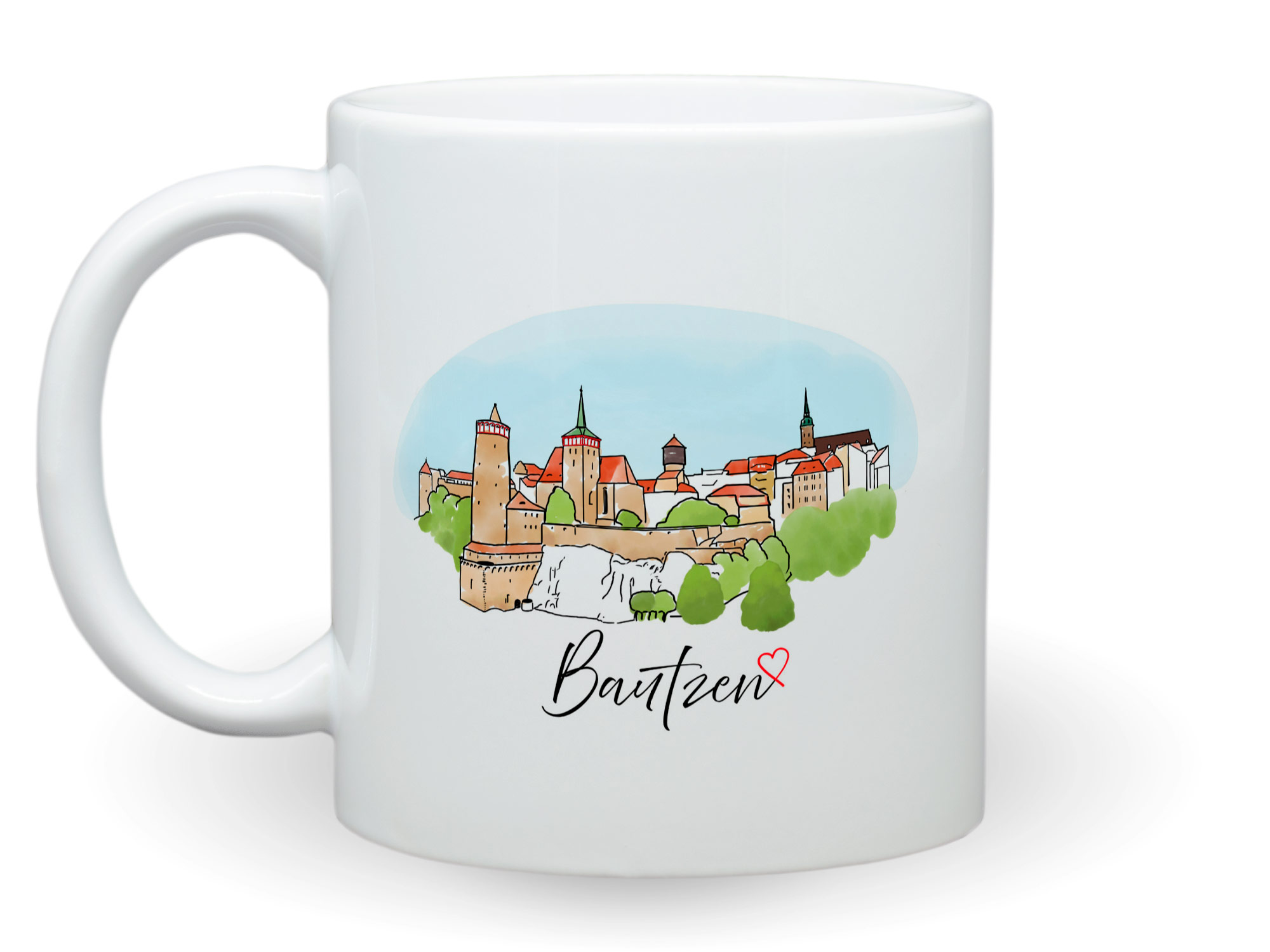 Bedruckte Tasse Bautzen mit Aquarellbild