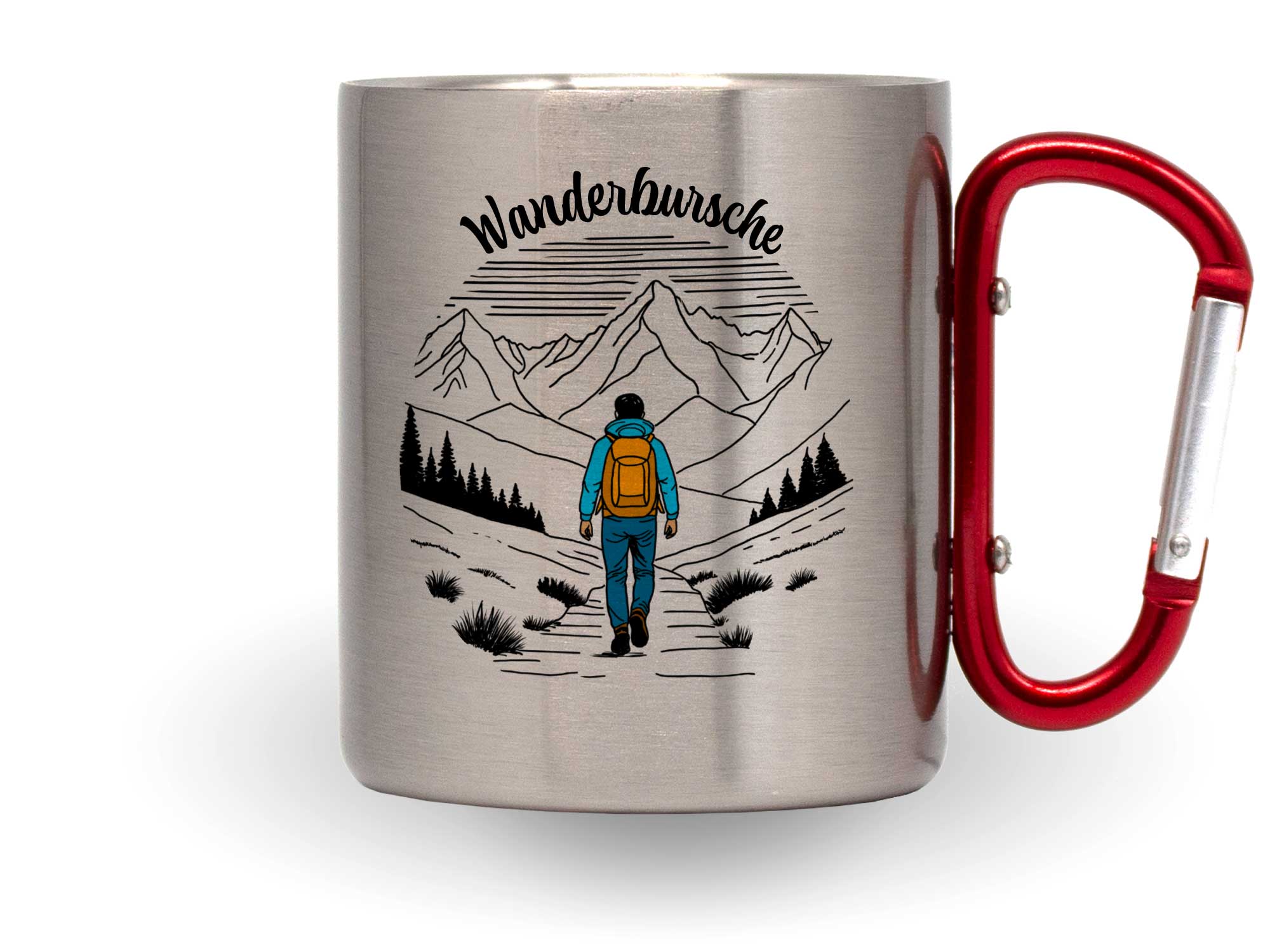 Karabinertasse "Wanderbursche" - farbig - VPE - 6 Stück