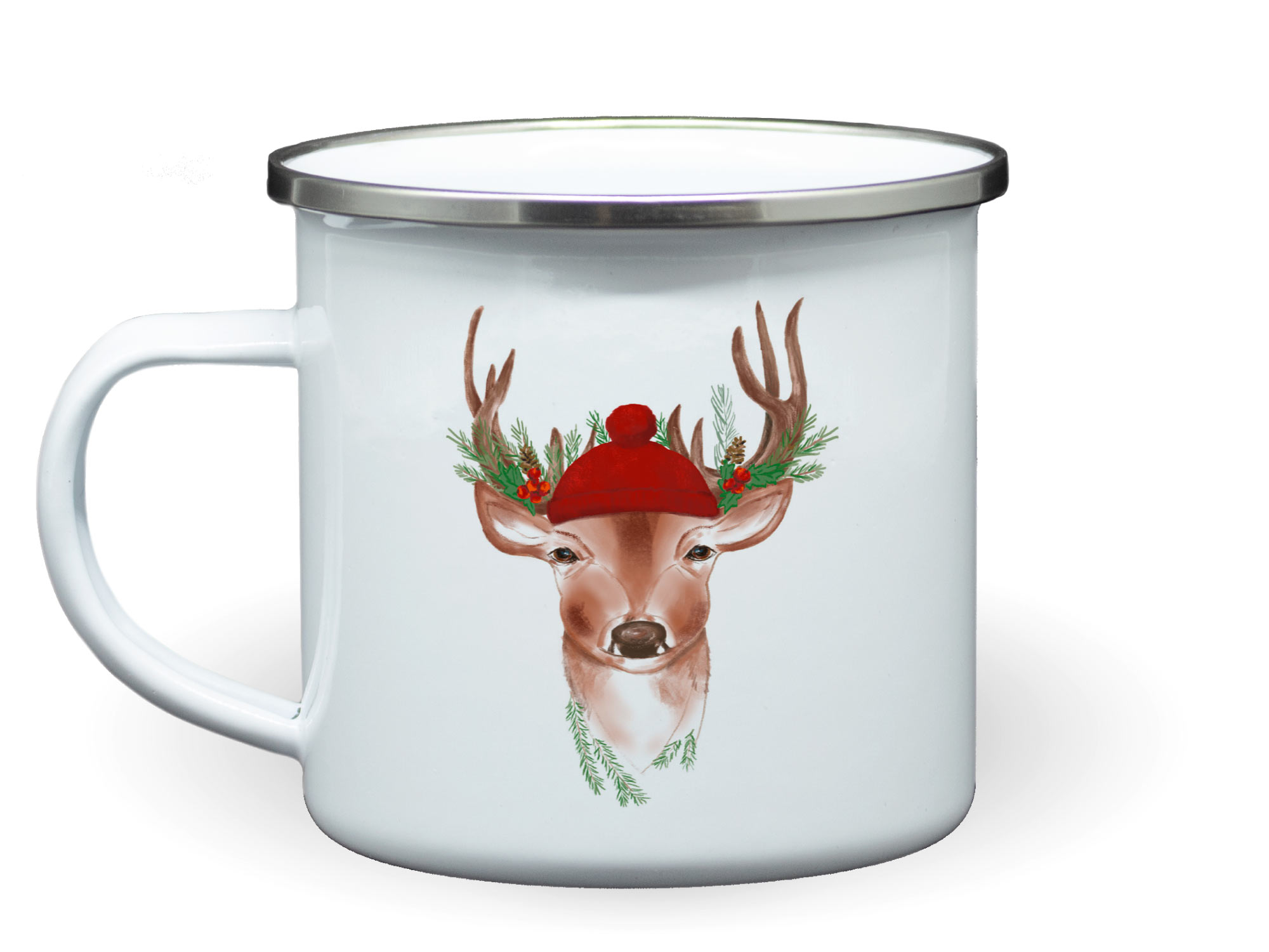 Emaille Tasse Weihnachten Hirsch